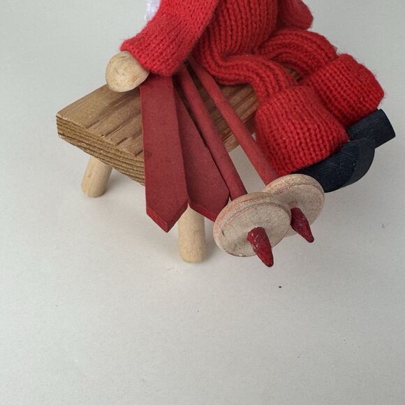 Ljungstroms Tomte Vintage Sweden 4” Christmas Figurine Wooden Decor Art Skiing - Picture 11 of 12